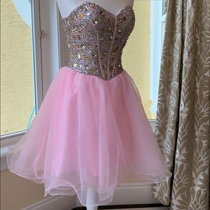Pink beaded tuled ball dress
